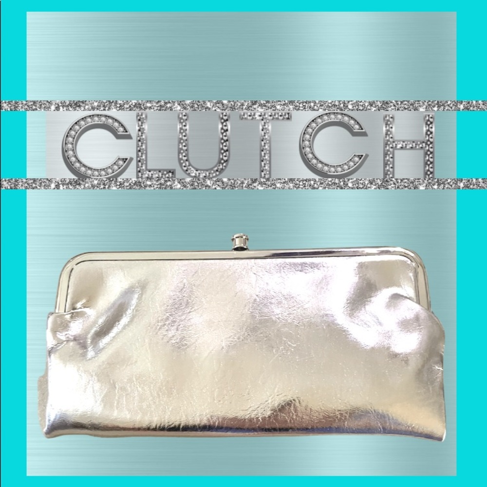NWT Chrome Silver Antimicrobial Clutch